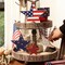 4th of July Decorations, 4pcs July 4th Patriotic Tiered Tray Decor Wooden Star Sign, Vintage Star Shaped Wood Blocks, Rustic American Memorial Day Table Decor for Independence Day Home Décor